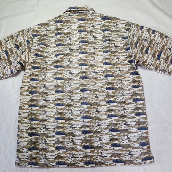 Columbia Sportswear Men’s M Shirt‎ Button Up Fish Print Short Sleeve Cotton - Picture 5 of 8